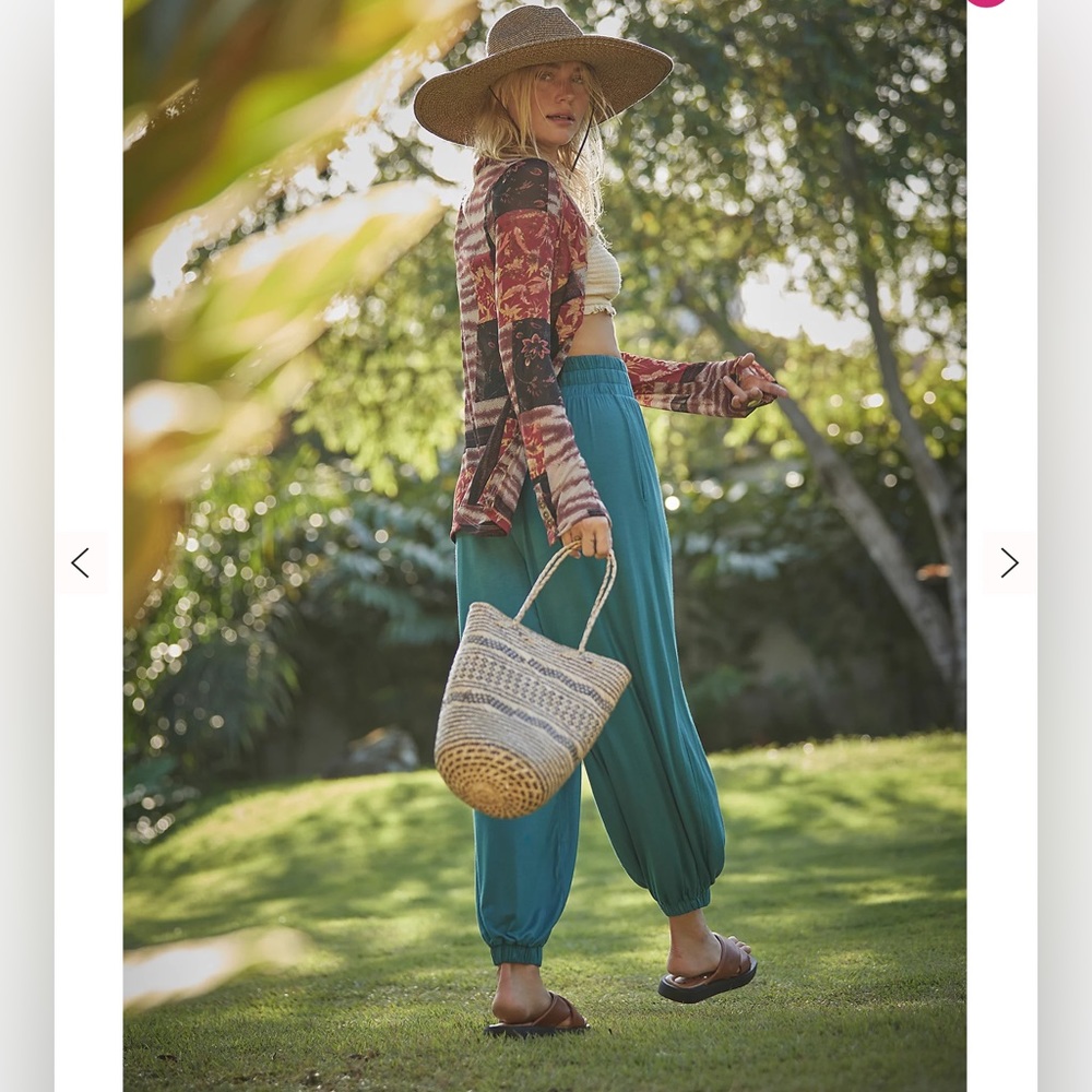 FREE PEOPLE BEACH Ali pants pockets super soft elastic waistband blue size XS - Picture 3 of 13